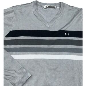 Travis Mathew Men's Large‎ Sweater Pullover V-Neck Solid Gray Golf, Extra Soft